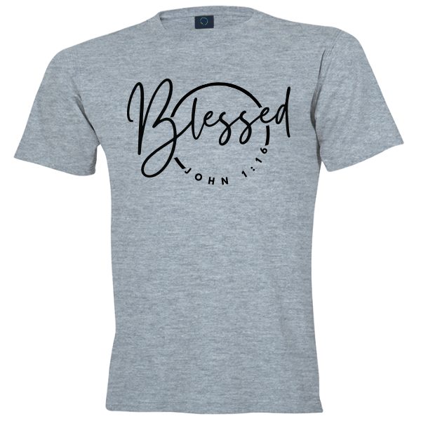 Blessed Circle JHN1-16 Grey Christian Apparel T-Shirt Blessed Rec John1-16