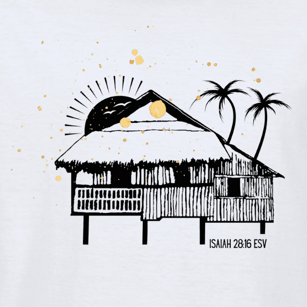 Sure Foundation ISA28-16 White (2) Christian Apparel T-shirt Faith's Sure Foundation Isaiah 28:16