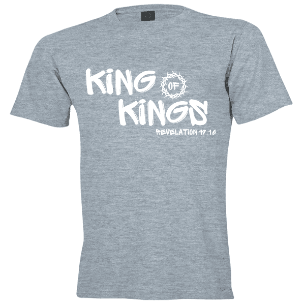 King of Kings-REV19-16 Grey Christian Apparel T-shirt King of Kings Revelation 19:16