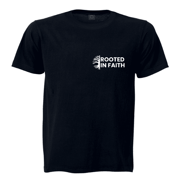 Rooted in Faith COL2-6-7 Black Christian Apparel T-shirt Rooted in Faith Colossians 2:6-7