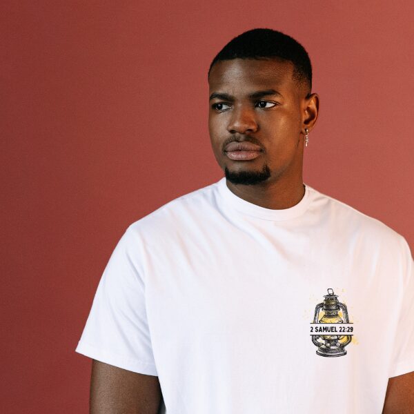 His Guiding Light 2SAM22-29 White (3) Christian Apparel T-shirt His Guiding Light 2 Samuel 22-29